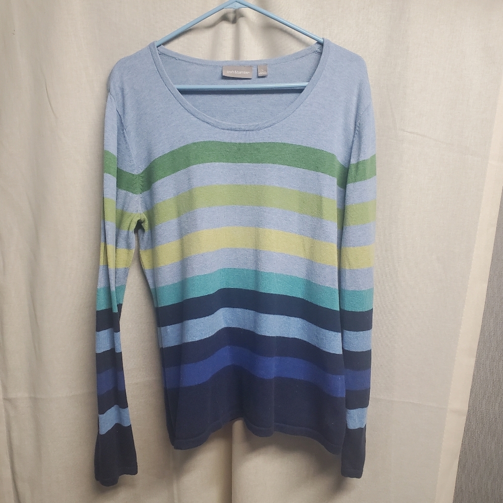 Croft & Barrow Blue and Green Striped Sweater